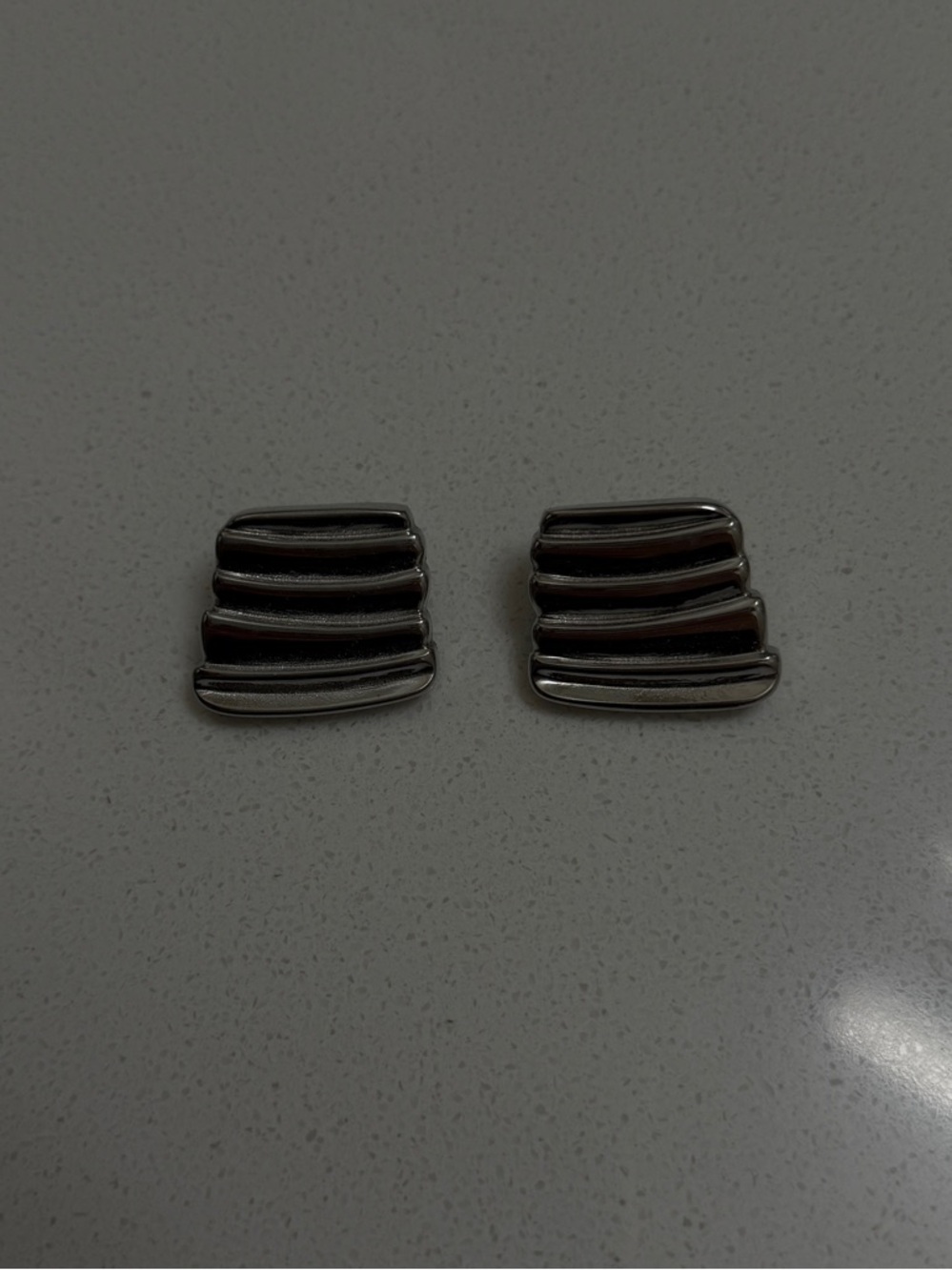 Silver Ribbed Earrings
